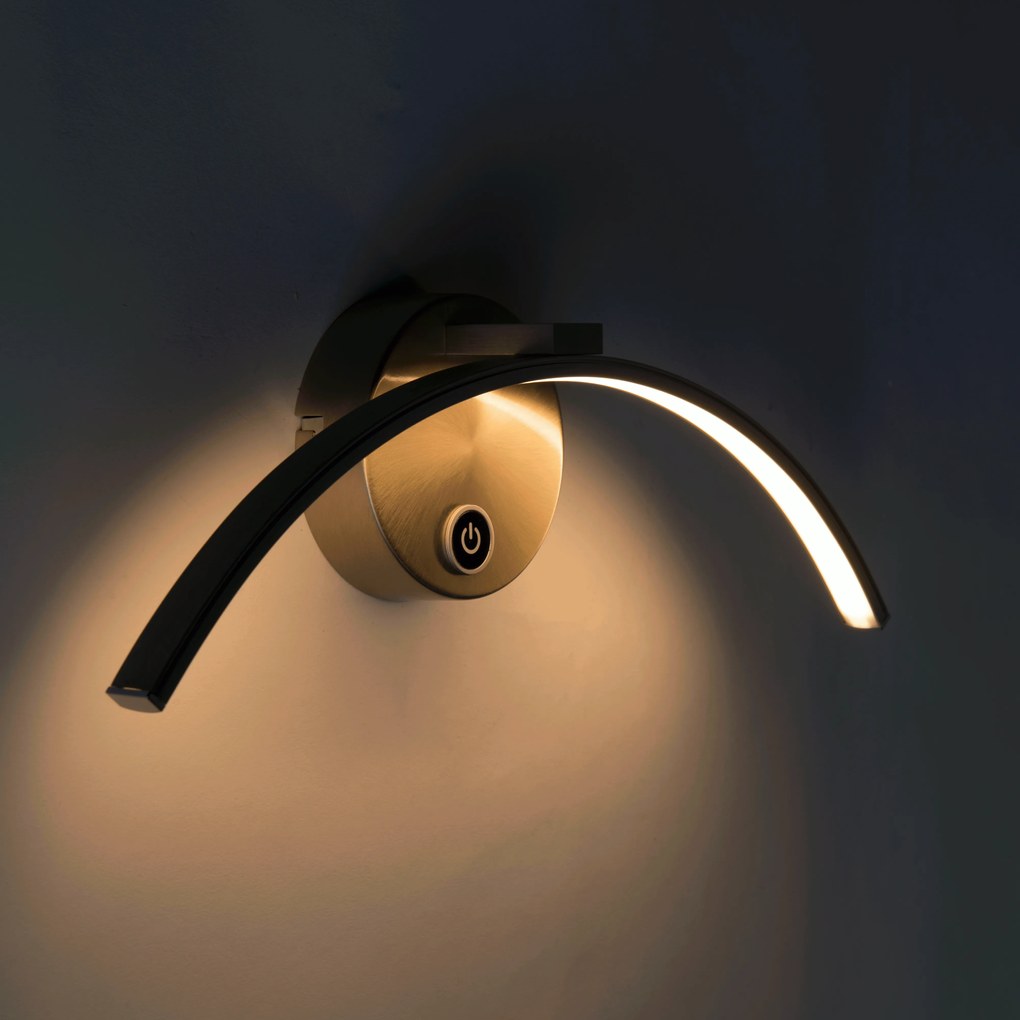 Nowoczesna lampa ścienna ze stali, w tym LED ze ściemniaczem dotykowym - Arch