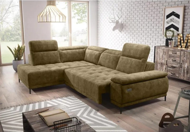 Narożnik FOCUS L z elektryczną regulacją siedziska Lewostronny w tkaninie Promocyjnej SALVADOR 10 WERSAL