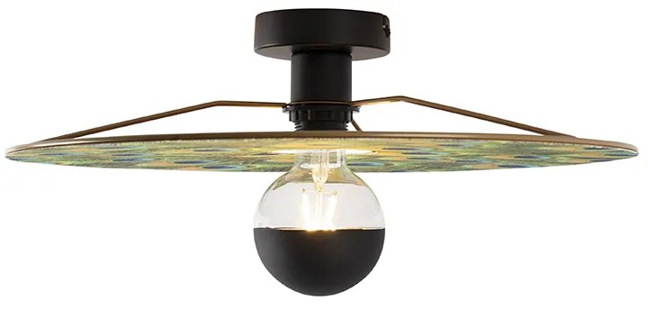 Lampa sufitowa czarna z płaskim kloszem w stylu pawia 45 cm - Combi Nowoczesny Oswietlenie wewnetrzne