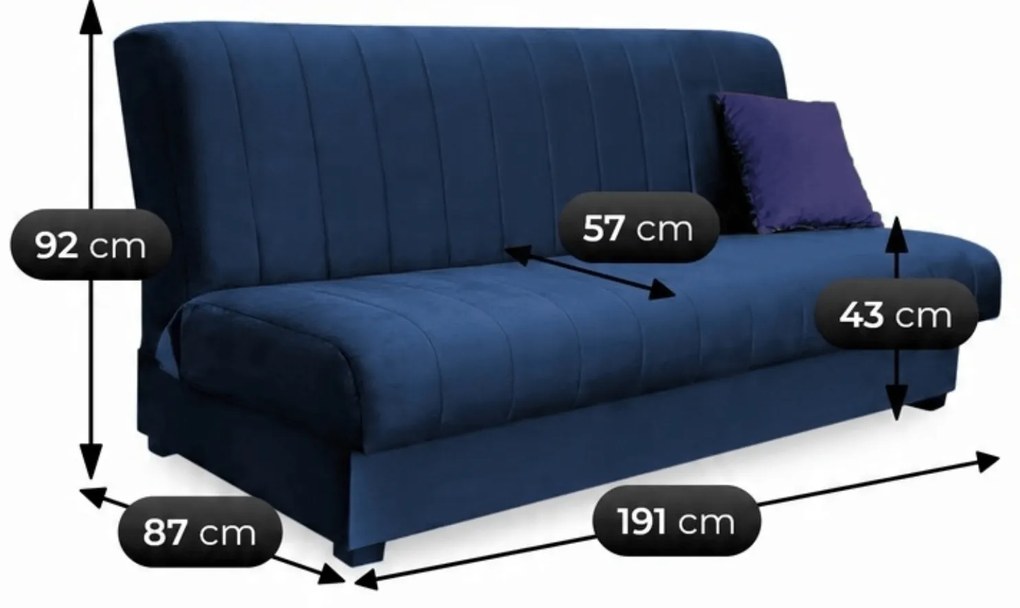 Sofa z Funkcją Spania SIGMA Rozkładana Wersalka Dwuosobowa Granatowa Nowoczesna do Salonu