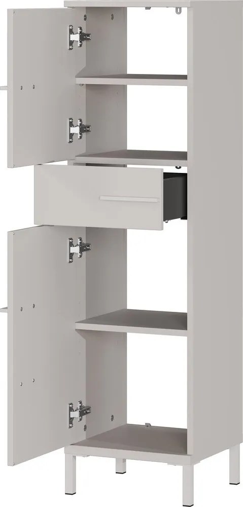 Kremowa wysoka/wąska szafka łazienkowa z matowym wykończeniem 34x123 cm Laurino – Germania