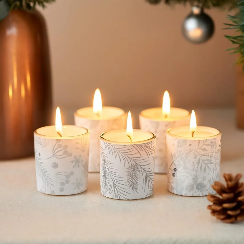 Świeczki zapachowe ze świątecznym nadrukiem, Ø 4,5 cm, 6 szt.