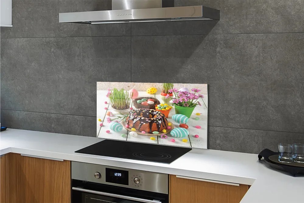 Szkło do Kuchni na Ścianę Wielkanocne Ciasto i Pisanki