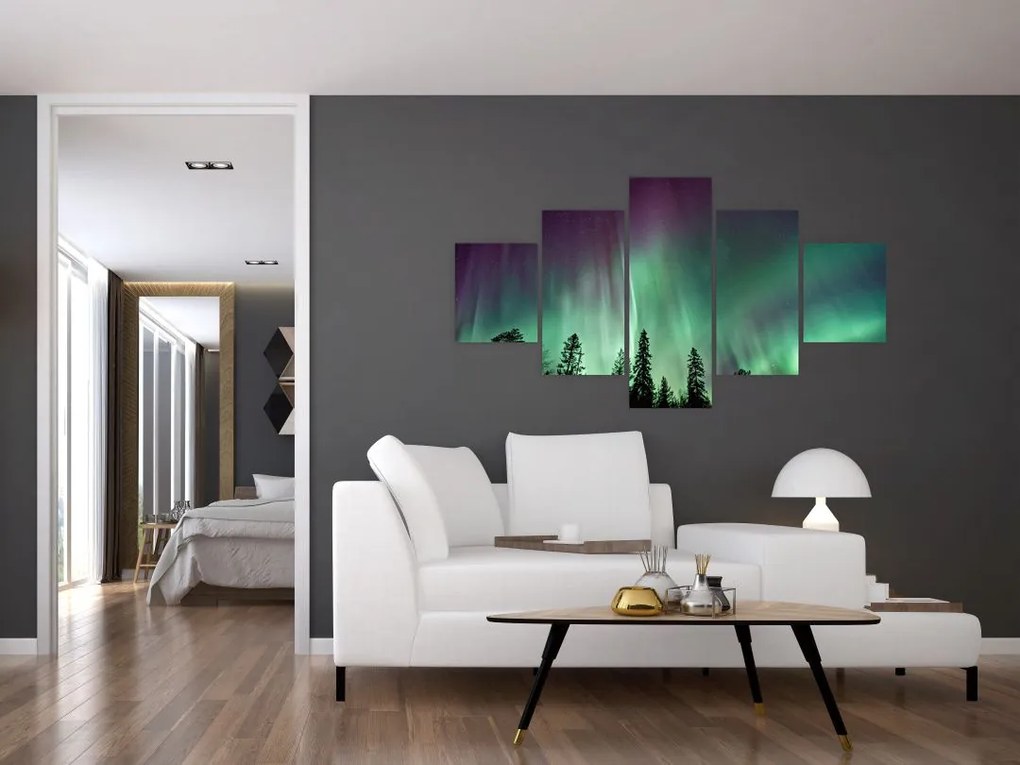 Obraz zorzy polarnej (125x70 cm)
