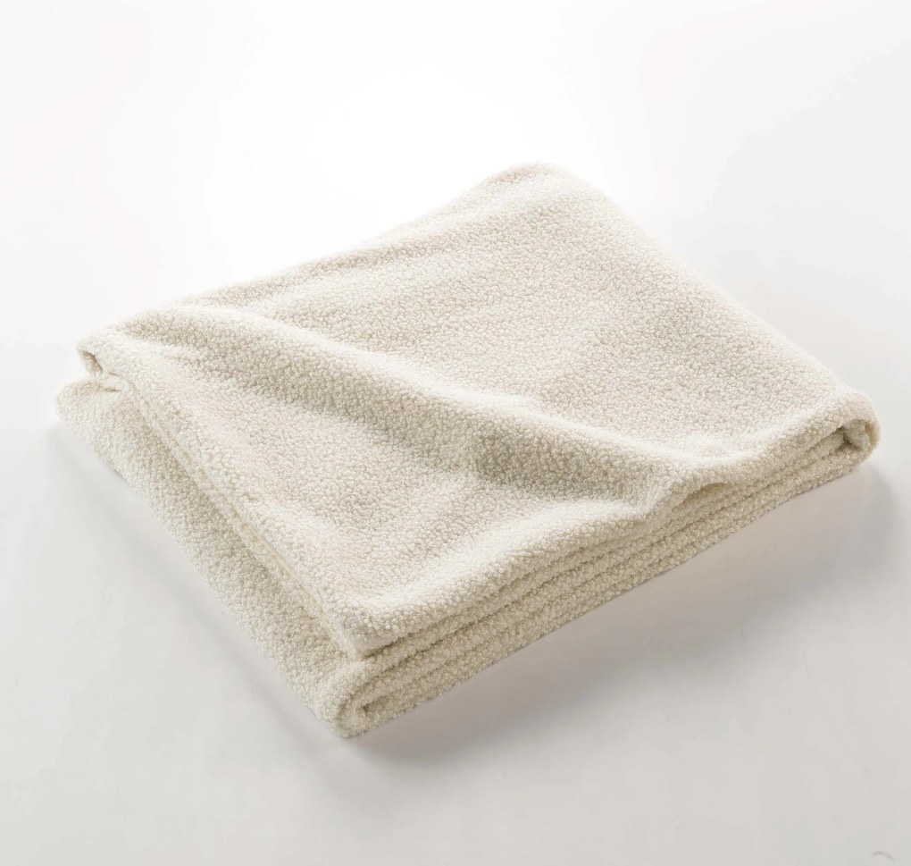 Miękki koc polarowy WOOLY, efekt boucle, 125 x 150 cm