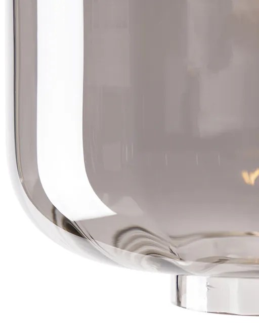 Designerska lampa sufitowa czarna z dymionym szkłem - QaraDesignerski Oswietlenie wewnetrzne