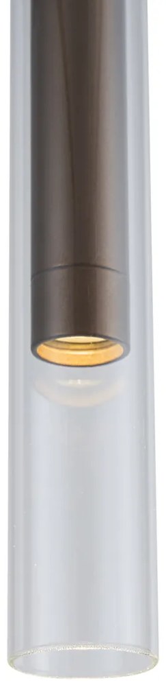 Nowoczesny reflektor z ciemnego brązu z przezroczystym szkłem do 1-fazowego systemu szynowego - Slimline Loyce