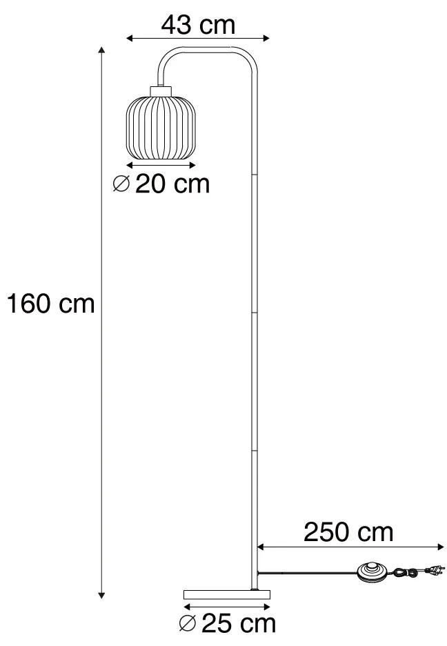 Designerska lampa podłogowa czarna z przydymionym szkłem - AnaDesignerski Oswietlenie wewnetrzne