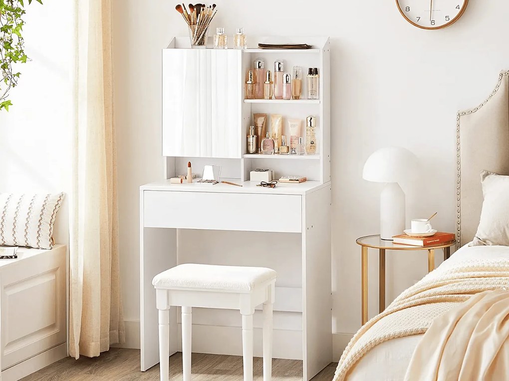 Toaletka z lustrem LUNAVI 70x40 cm, biała