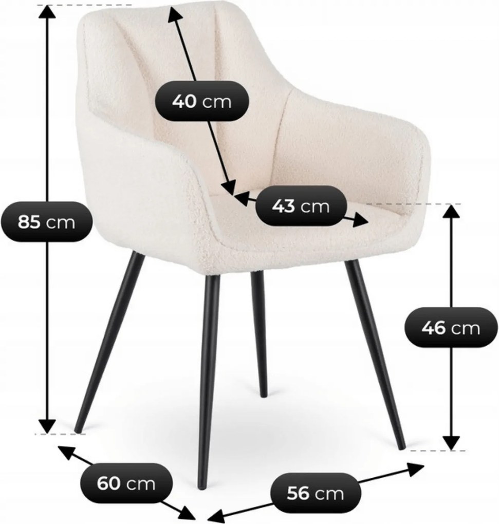 Krzesło Tapicerowane do Salonu NAWARA Kremowe Boucle Nowoczesne