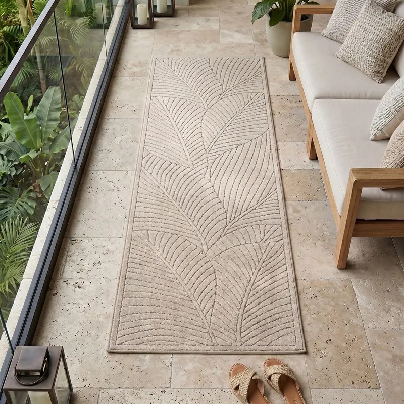 Dywan uniwersalny Nova 3D Motyw Roślinny beżowy 80 cm x 250 cm
