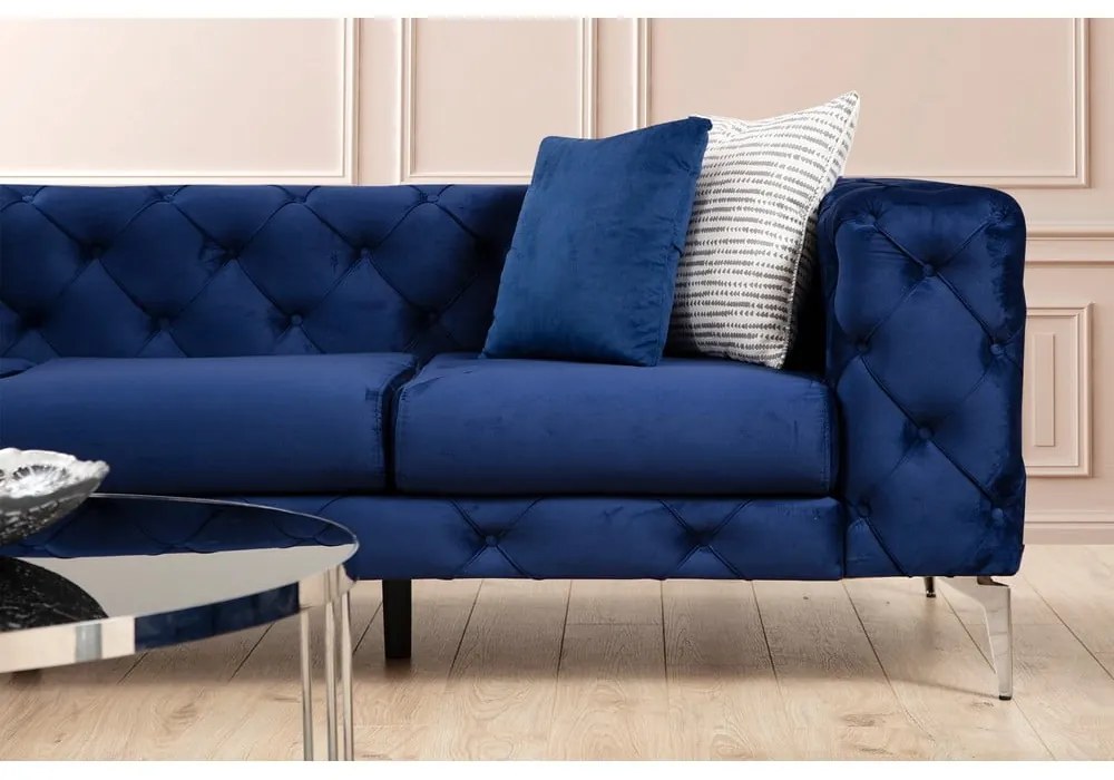 Ciemnoniebieska aksamitna sofa 197 cm Como – Artie