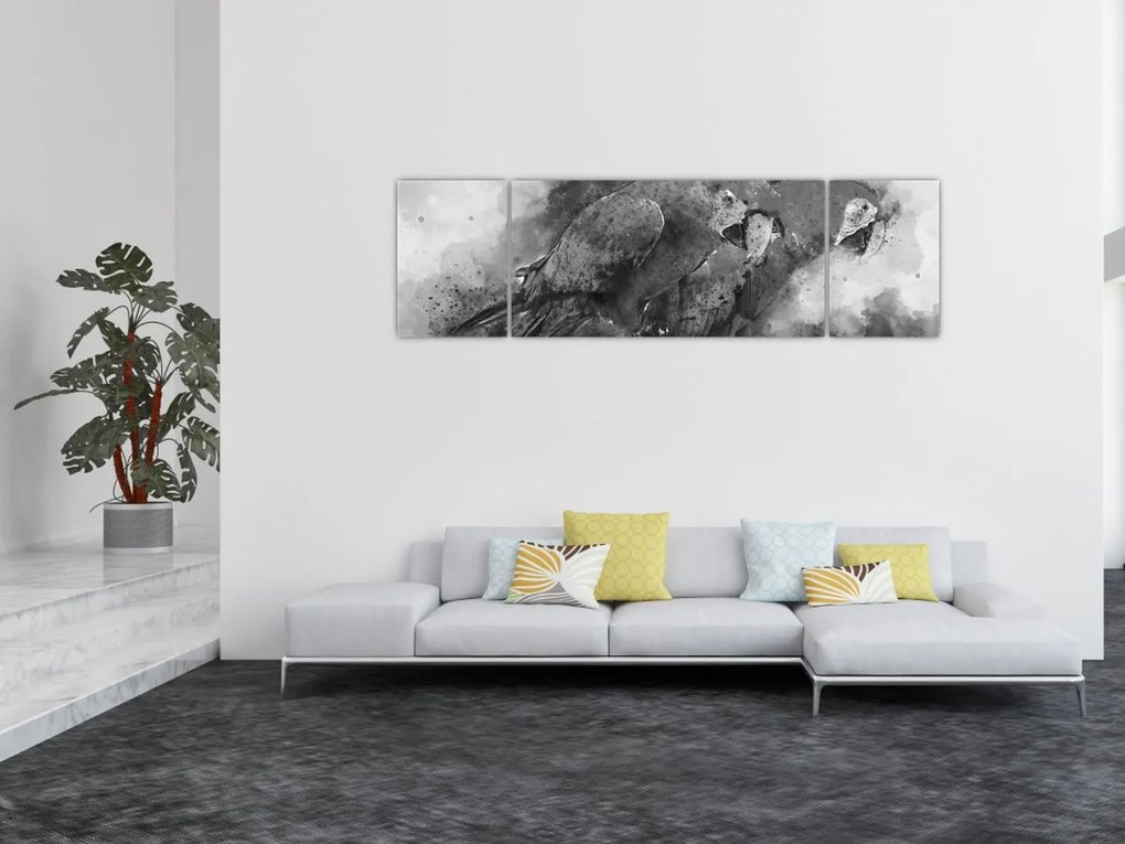 Obraz - Papugi akwarelowe (170x50 cm)