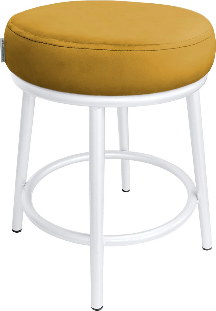 Taboret Ben tkanina Welur stelaż metalowy STOŁEK LOFT : Kolor Stelaża - Biały, Kolor tkaniny - VELVET - MG15, Typ tkaniny - Velvet