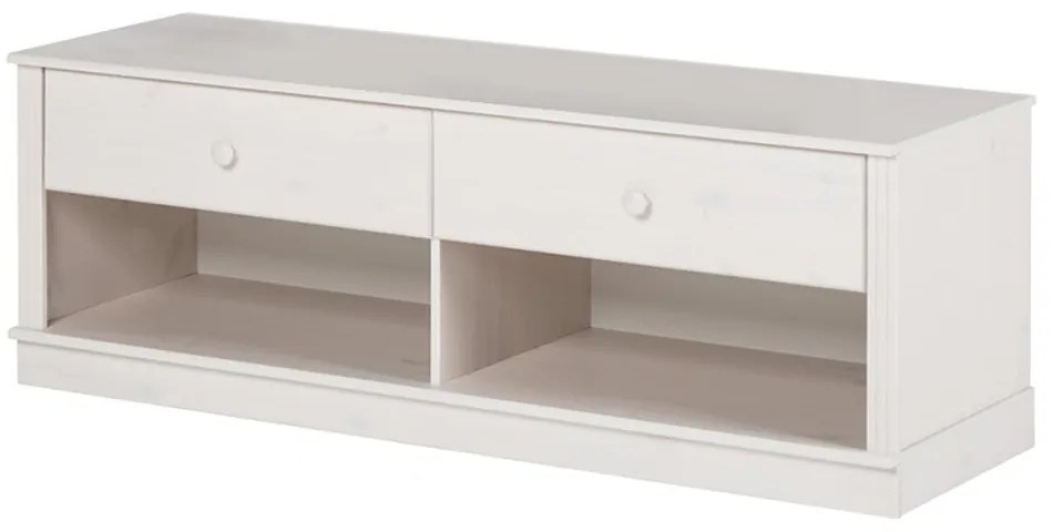 Biała szafka pod TV z litego drewna sosnowego 137x47 cm Anita – Støraa
