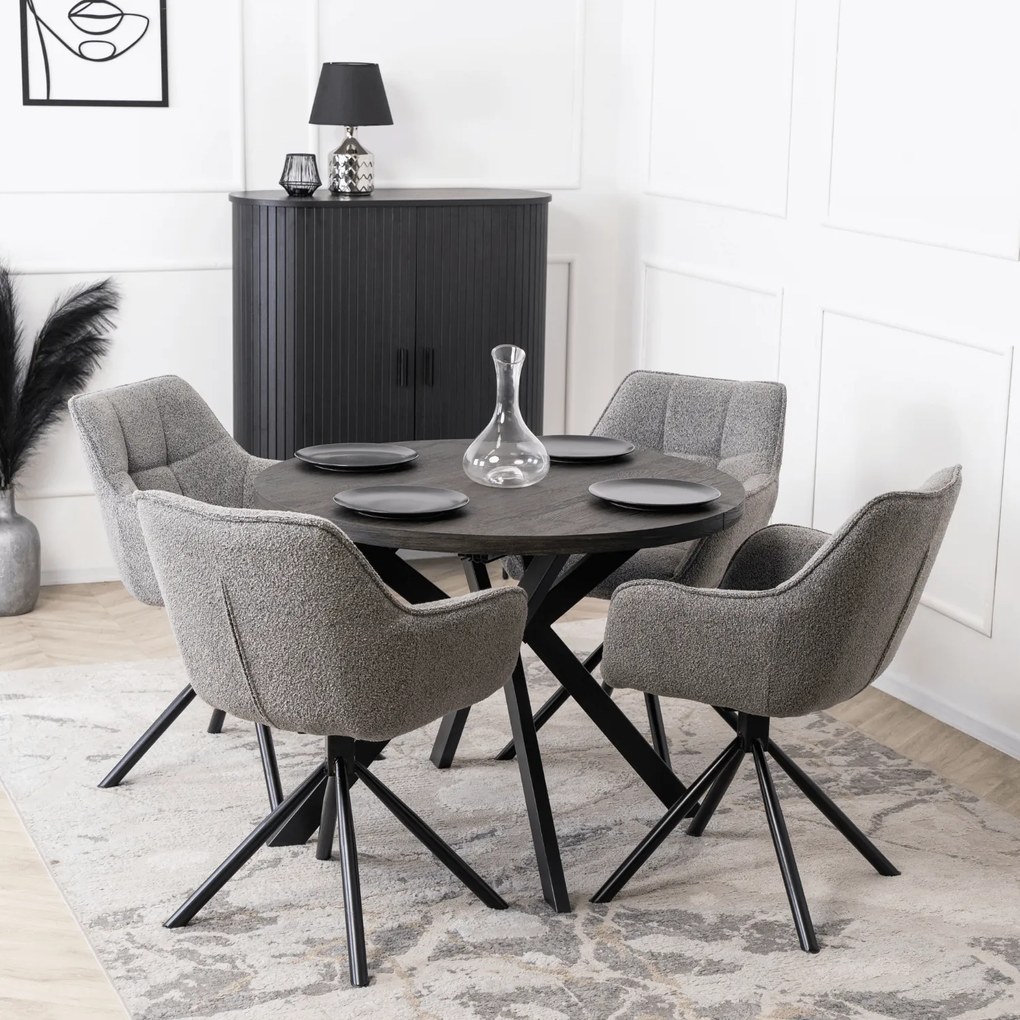 Krzesło Tapicerowane Obrotowe PEONY Szare Nowoczesne Loft
