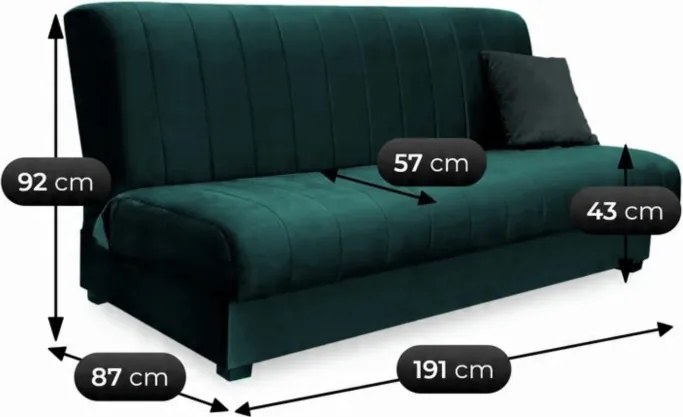 Sofa z Funkcją Spania SIGMA Rozkładana Wersalka Dwuosobowa Zielona Nowoczesna do Salonu