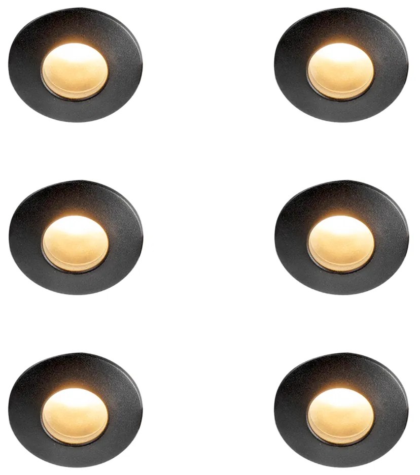 Zestaw 6 nowoczesnych reflektorów wpuszczanych czarnych IP44 - Gap