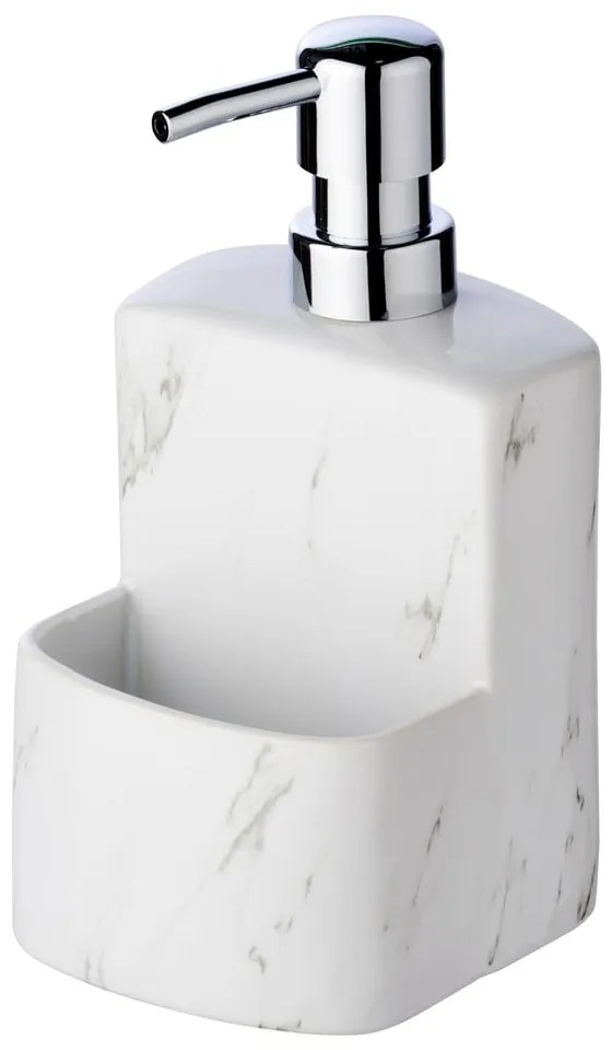 Biały ceramiczny dozownik do mydła Wenko Festival Marble, 380 ml