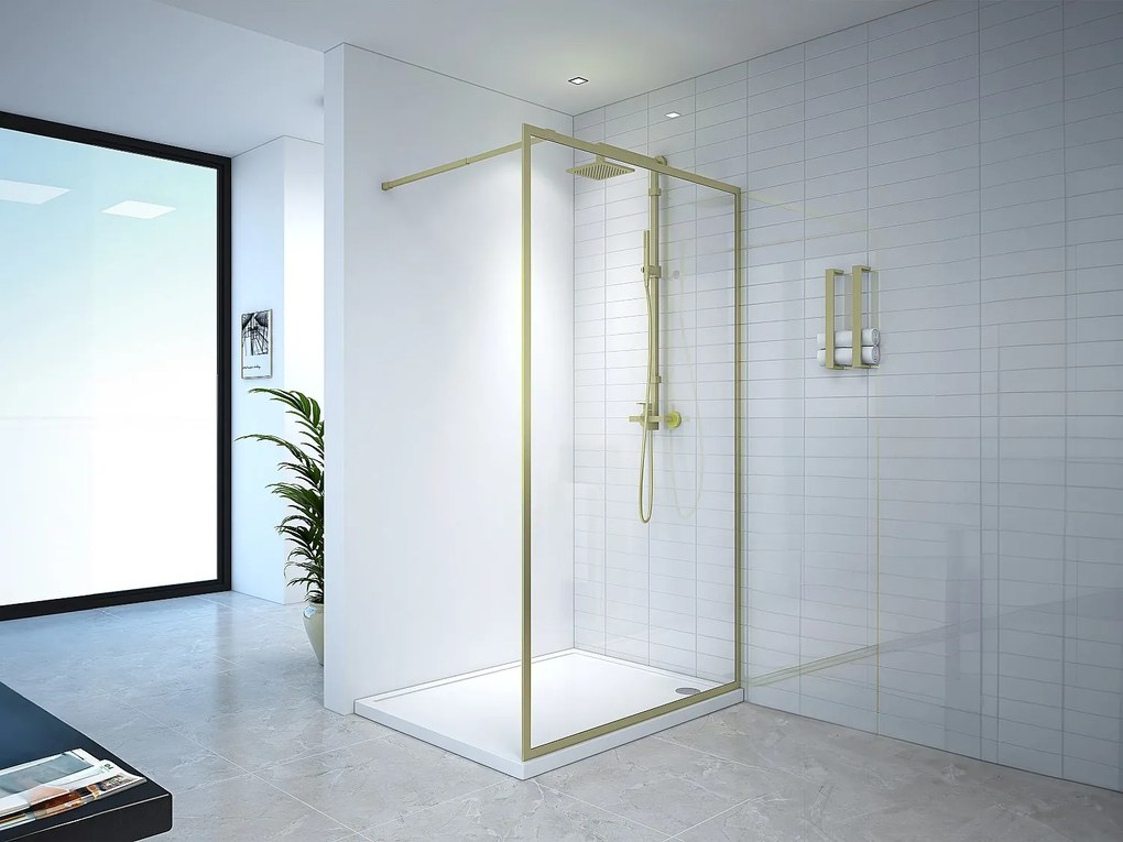 Ścianka prysznicowa do kabiny walk-in - 120 x 200 cm - Złoty - Szkło hartowane - AMBERI
