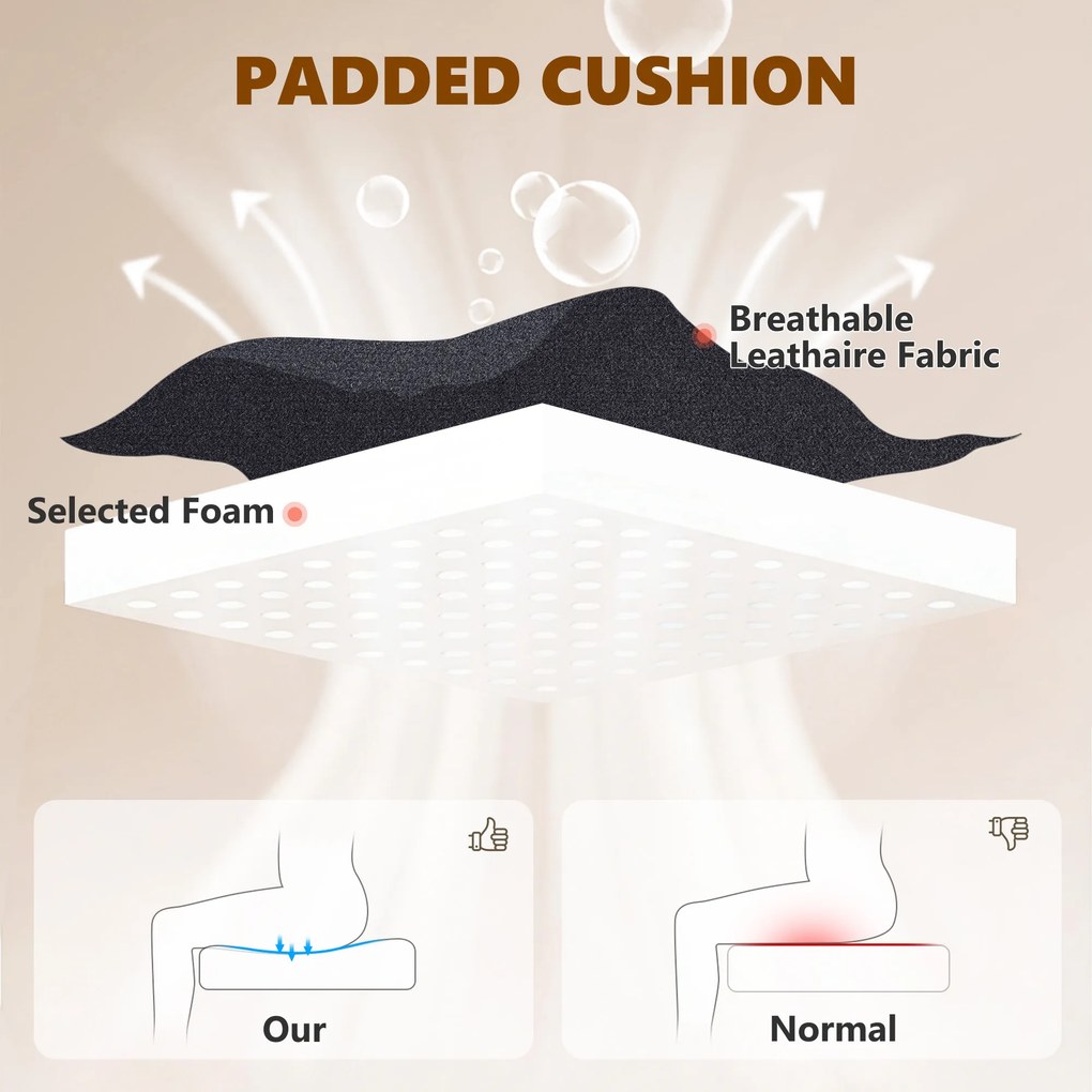 HOMCOM 3D fotel biurowy z masażem i podnóżkiem, regulowany fotel komputerowy z wysokim oparciem, tapicerka Leathaire, czarny | Aosom PL