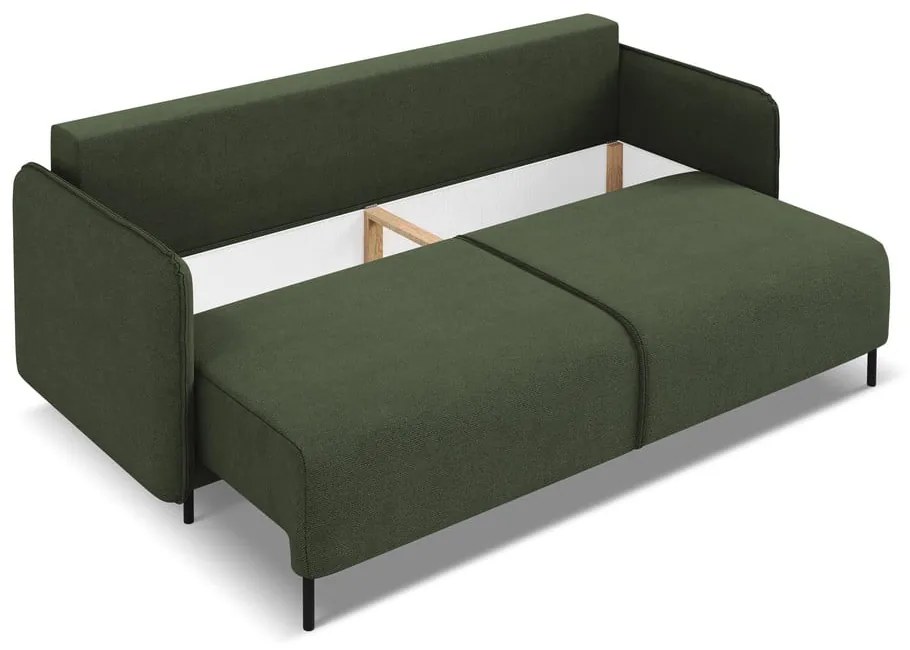 Zielona rozkładana/ze schowkiem sofa 226 cm Luana – Makamii