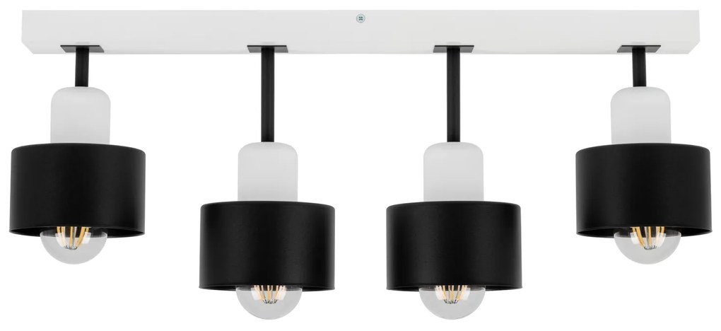 Czarno-biała lampa sufitowa, czteropunktowy spot DSC60x7WE z drewna i