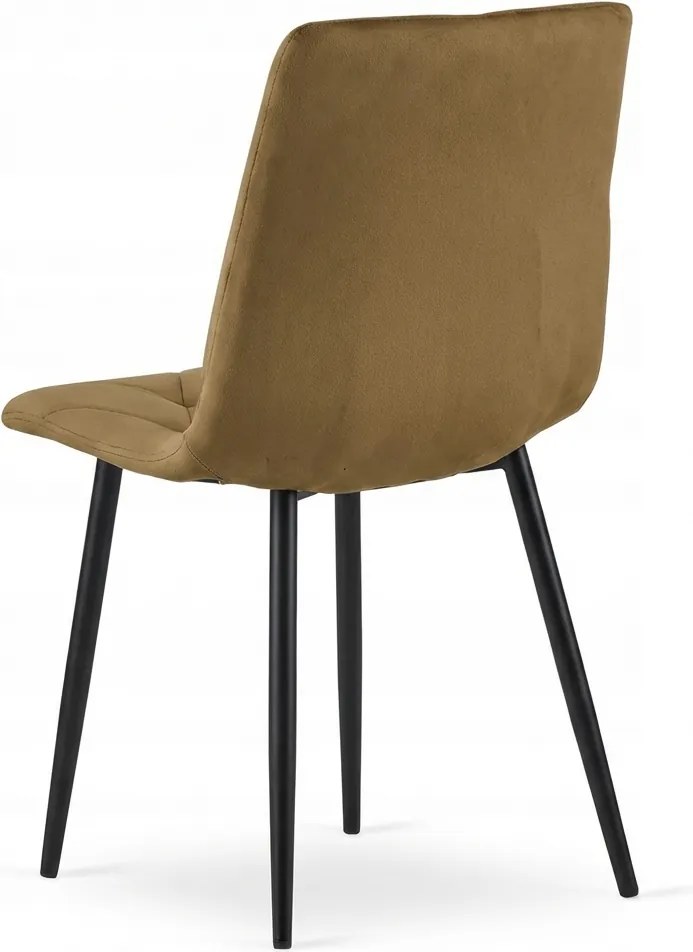 Brązowe aksamitowe krzesło LIBRA OLIVE BROWN z czarnymi nogami