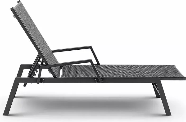 Leżak ogrodowy Pateri czarny technorattan regulowany basenowy tarasowy 193cm