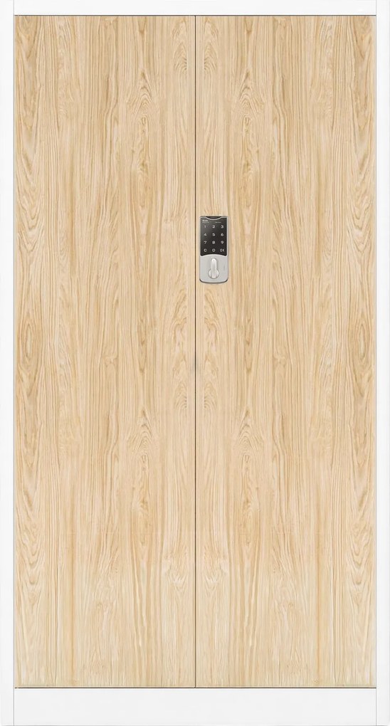 Szafa biurowa metalowa z zamkiem na szyfr biała/dąb sonoma, 900x1850x400 mm: DANIEL Eco Design