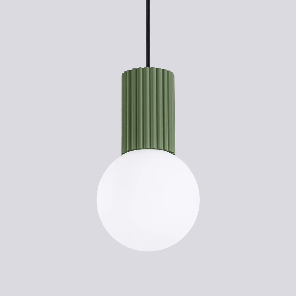 Lampa wisząca HALO 1 zielona oliwka ryflowana SOLLUX LIGHTING