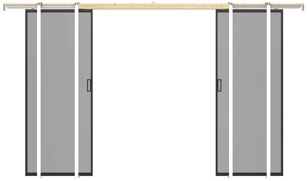 Drzwi przesuwne podwójne z ukrytym systemem przesuwnym – aluminium i szkło hartowane przydymione – 2 x wys. 205 x dł. 83 cm – LINCI II