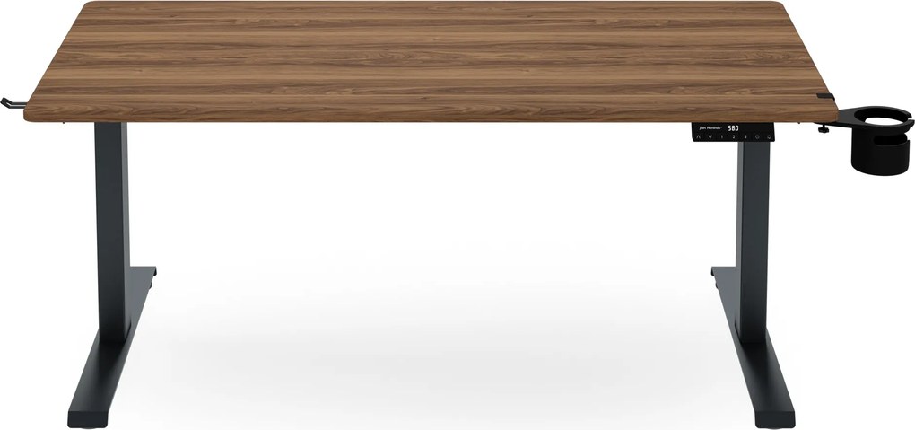 Biurko elektryczne z regulacją wysokości ergonomiczne antracytowe/orzech,1400x700 mm: ARIA