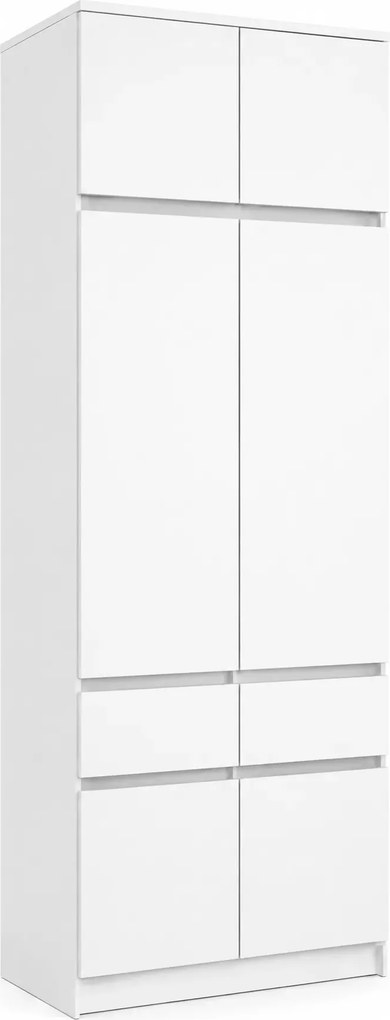 Biała minimalistyczna dwudrzwiowa szafa z nadstawką 100 cm  K6-T48