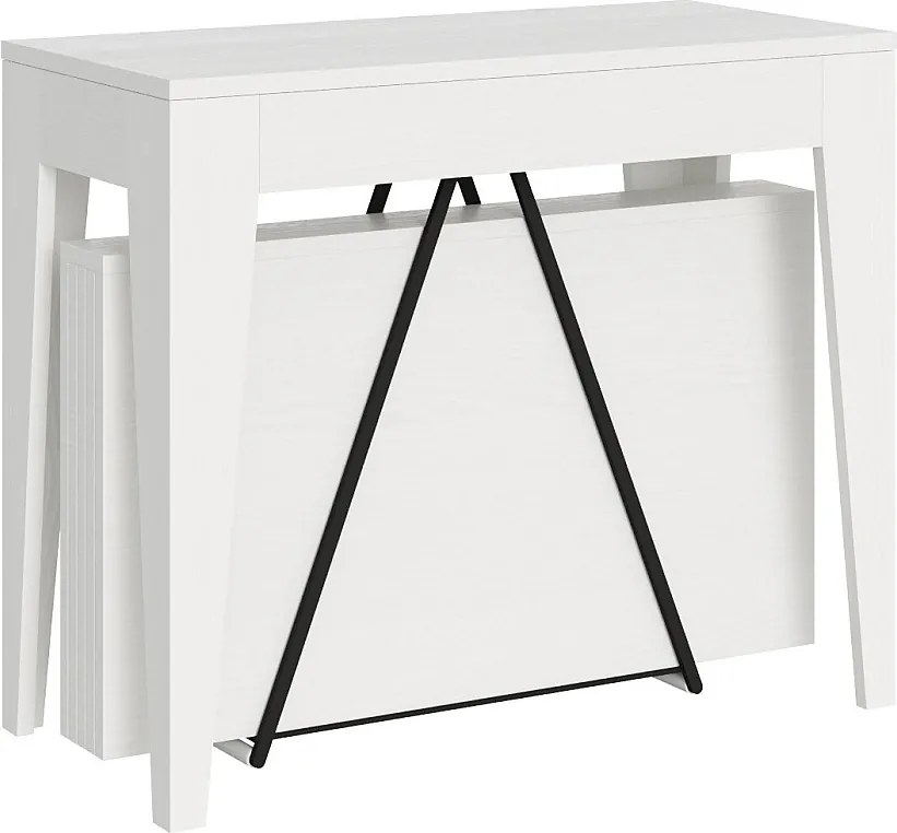 Konsola rozkładana 90x42/198 cm Zima Small frassino biała