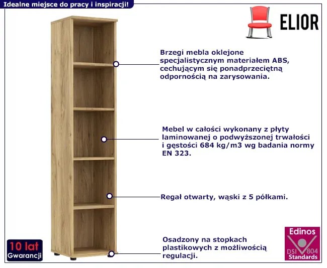 Otwarty regał biurowy dąb craft - Etop
