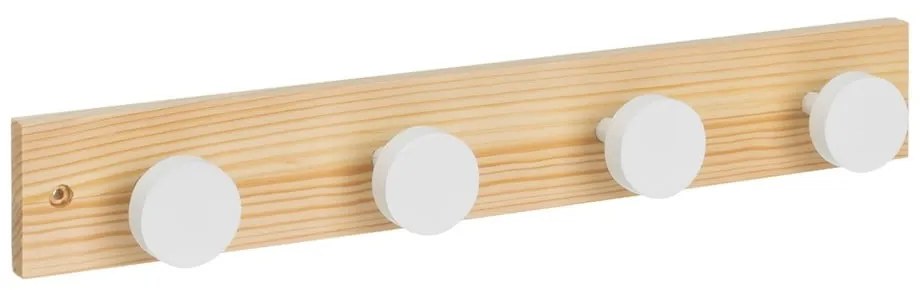 Wieszak ścienny z litego drewna sosnowego w biało-naturalnym kolorze 40 cm Anillos – Casa Selección