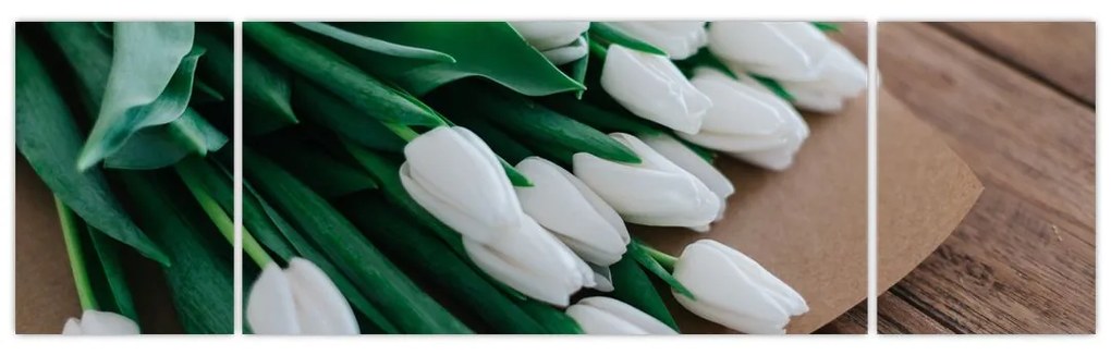 Obraz bukietu białych tulipanów (170x50 cm)