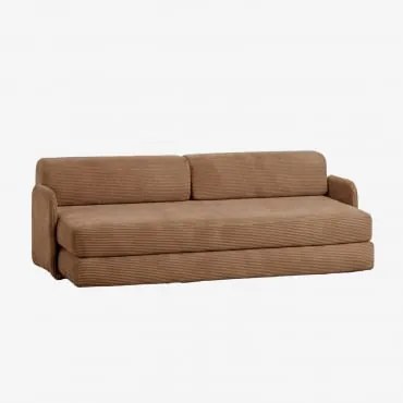 Sofa Rozkładana Dwuosobowa Z Weluru Pakowana Próżniowo Kyoto Sztruks Brąz Karmelowy - Sklum