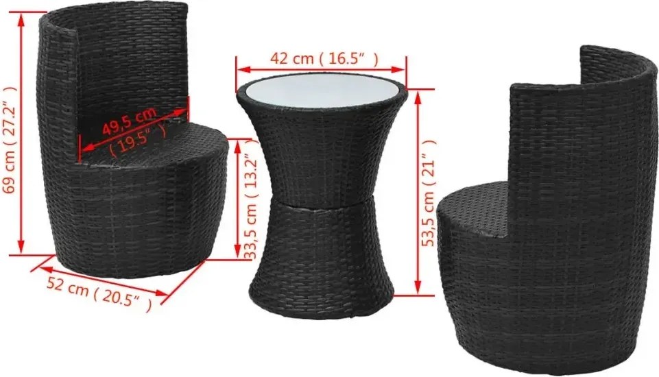 Zestaw czarnych mebli ogrodowych - Lisga