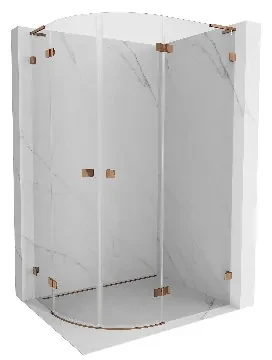 Mexen Lunar L kabina prysznicowa półokrągła uchylna prawa 90 x 80 cm, transparent, różowe złoto - 833L-090P-080L-60-00