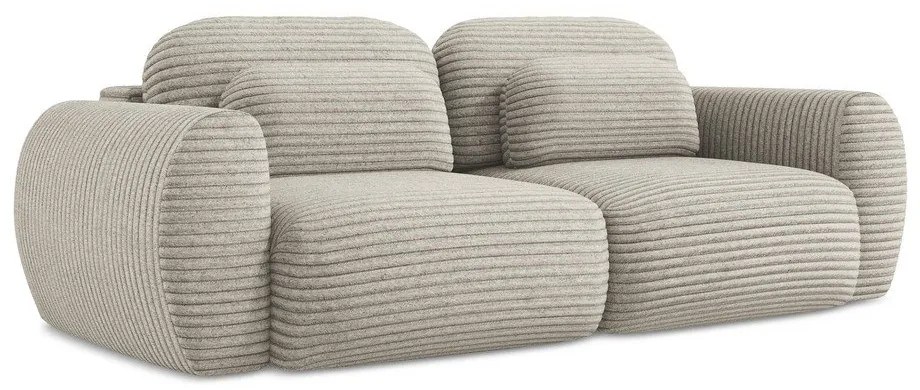 Jasnobrązowa sztruksowa rozkładana sofa ze schowkiem 266 cm Kini – Makamii