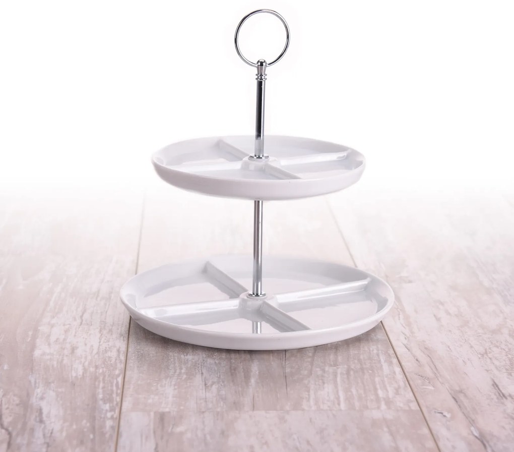 Patera porcelanowa z 2 poziomami, 26 cm