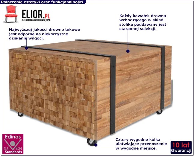 Stolik kawowy stylizowany na stos desek N2-R11