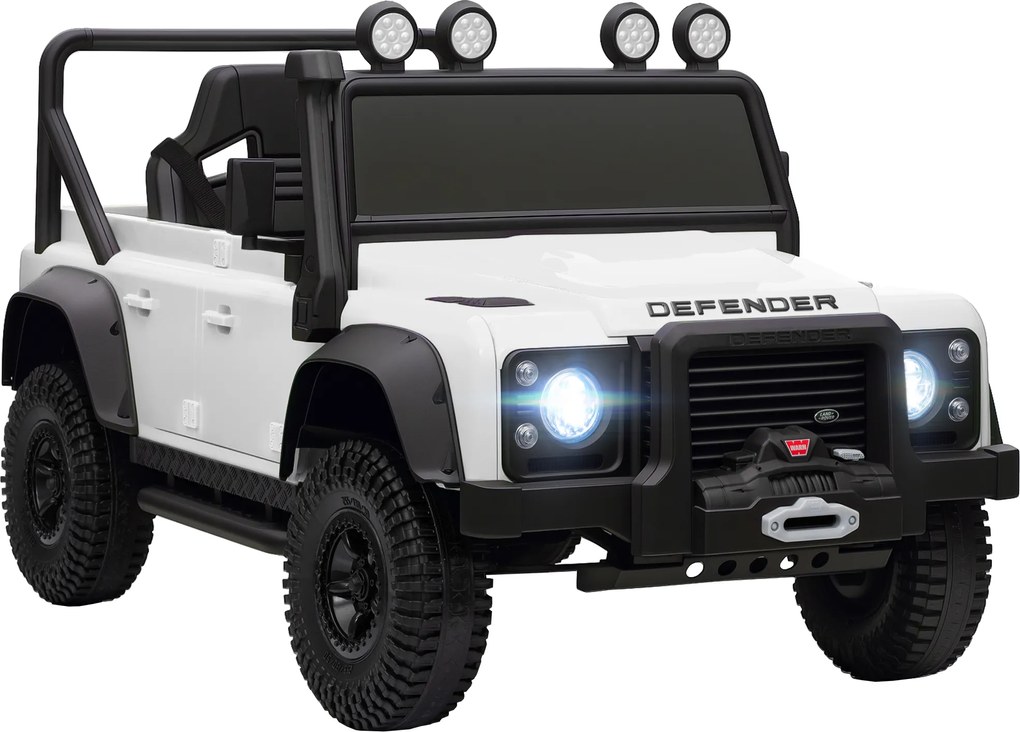 AIYAPLAY Elektryczny samochód dziecięcy, zasilany akumulatorem 12V, z pilotem, funkcją muzyczną, klaksonem, światłami LED, Biały