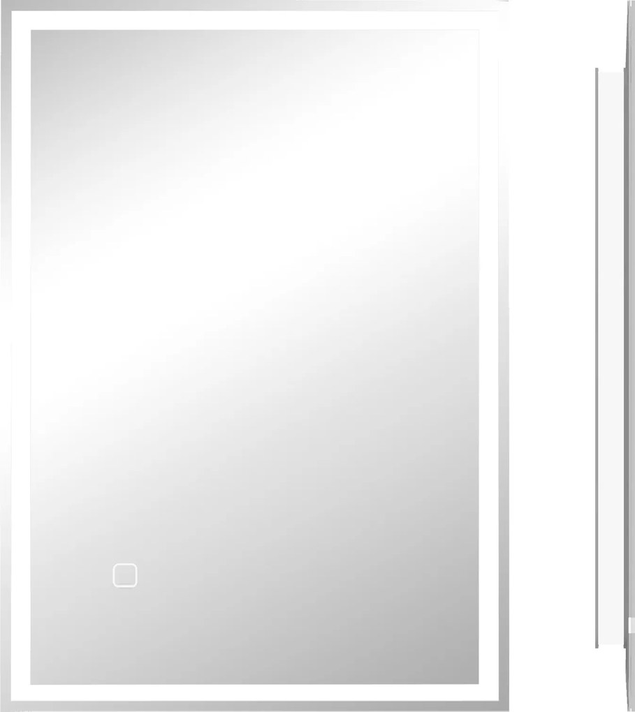 HOMCOM Lustro łazienkowe ścienne LED z dotykowym przełącznikiem, Białe