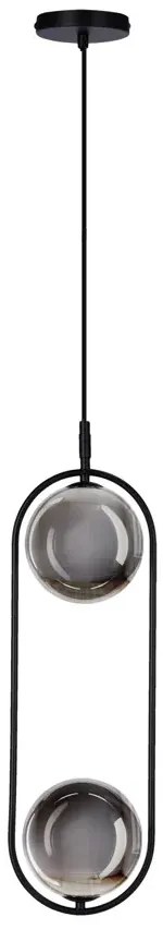 Podwójna czarna lampa wisząca z grafitowym kloszem C8-W63