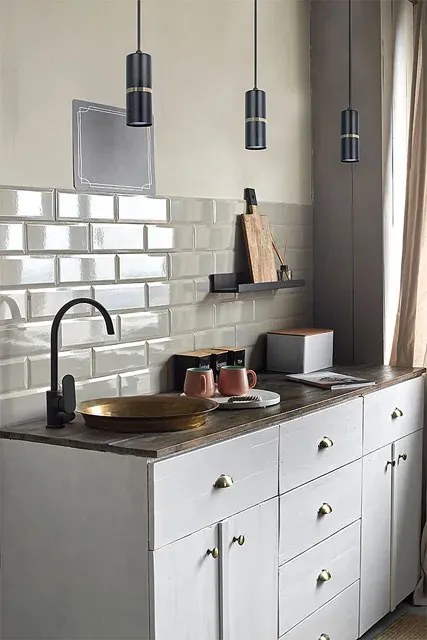 Pojedyncza lampa wisząca metalowa tuba nad wyspę - 3X A558 N0-D35