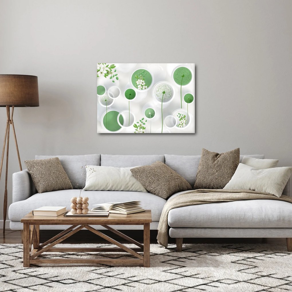 Obraz - Kwiaty w kółkach (70x50 cm)