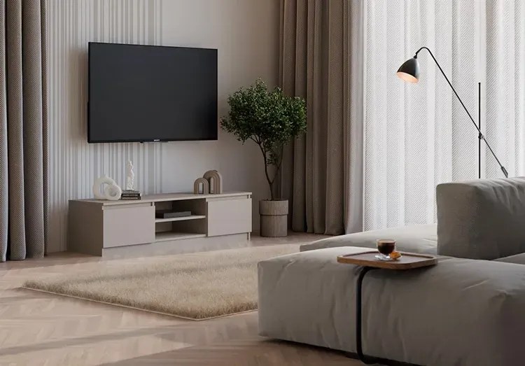 Nowoczesna szafka RTV glina Amida 3X 140 cm
